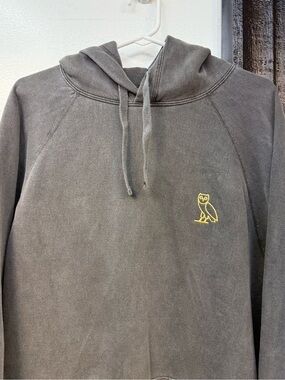 OVO faded black Hoodie with Gold Owl Logo